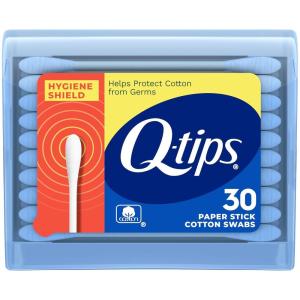 imageQtips Cotton Swabs Hygiene Shield Travel Size Toiletries for First Aid Beauty and Baby 100 Cotton 30 CountTravel Pack