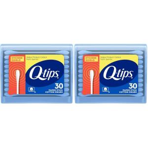 imageQtips Cotton Swabs Hygiene Shield Travel Size Toiletries for First Aid Beauty and Baby 100 Cotton 30 CountTravel Pack Pack of 2