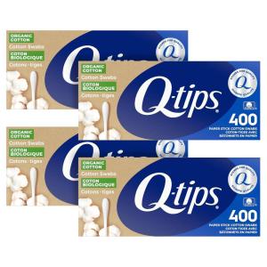imageQtips Cotton Swabs Organic Swab Ultimate Home and Beauty Tool Made from Organic Cotton Paper 400 CountPack of 4