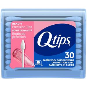 imageQtips Cotton Swabs Precision Tips Travel Size Toiletries for Beauty and Home 100 Cotton 30 Count Travel Pack