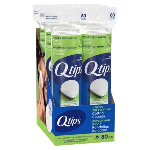 imageQTips Gentle Exfoliating Cotton Rounds for Face 100 Cotton Dual Textured Lint Free Makeup Remover Pads Cleansing Face Pads for Toner Nail Polish Remover Skin Care  80 Count Per Pack 6 Pack