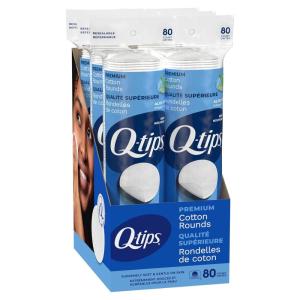 imageQTips Premium Cotton Rounds for Face 100 Cotton Soft Lint Free Makeup Remover Pads Cleansing Face Pads for Toner Nail Polish Remover Skin Care and Beauty Use 80 Count Per Pack 6 Pack